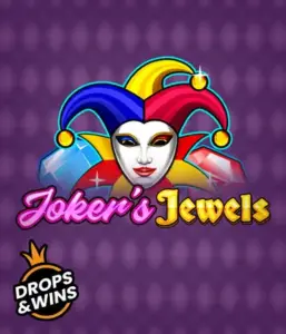 Discover the vibrant world of the Joker's Jewels game by Pragmatic Play, highlighting a mesmerizing joker's mask adorned with a brightly colored jester hat. This graphic captures the joyful spirit of traditional joker games, set against a lavender background. Perfect for those who love classic slot games, delivering a thrilling play experience. 