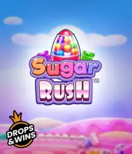 Enjoy the sweet world of the Sugar Rush slot game by Pragmatic Play, showcasing a vibrant candy dispenser set against a whimsical candy landscape. This image portrays the playfulness of the slot, enhanced with vivid candies and engaging typography. Ideal for candy lovers, delivering endless entertainment. 